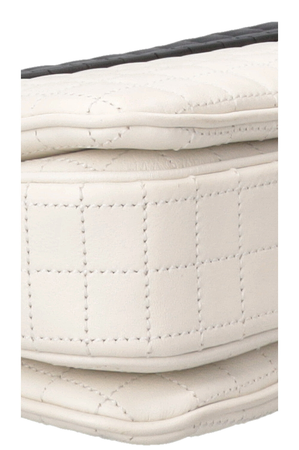 CELINE Quilted C Flap Bag Medium Leather Black White