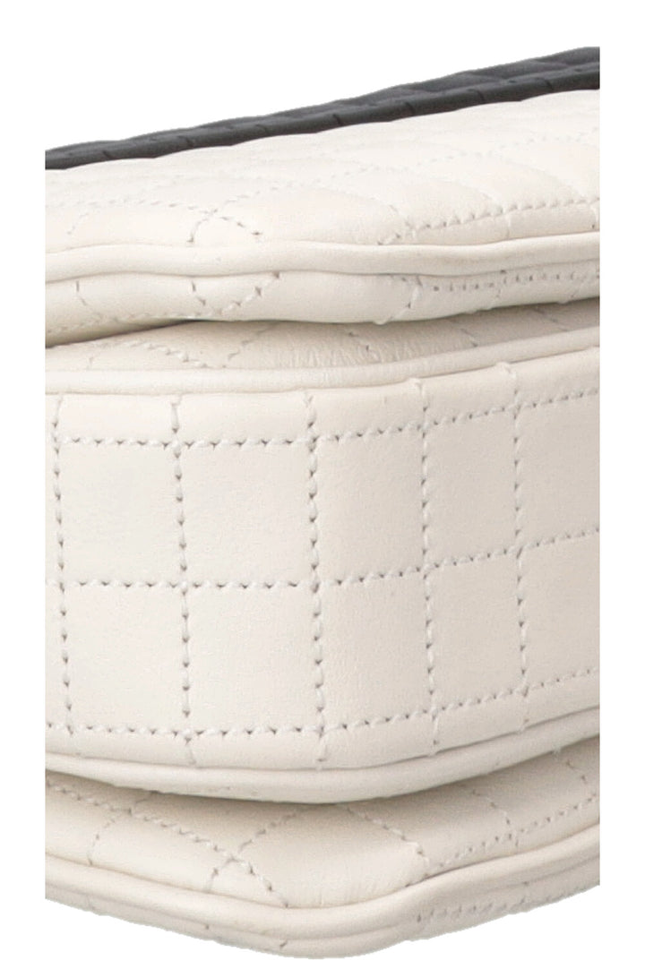 CELINE Quilted C Flap Bag Medium Leather Black White