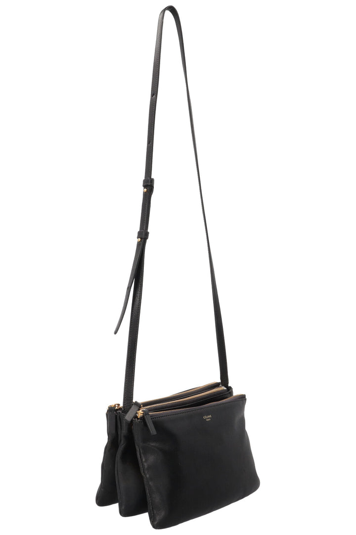 Petit sac Trio CÉLINE par Phoebe Philo en cuir d'agneau noir