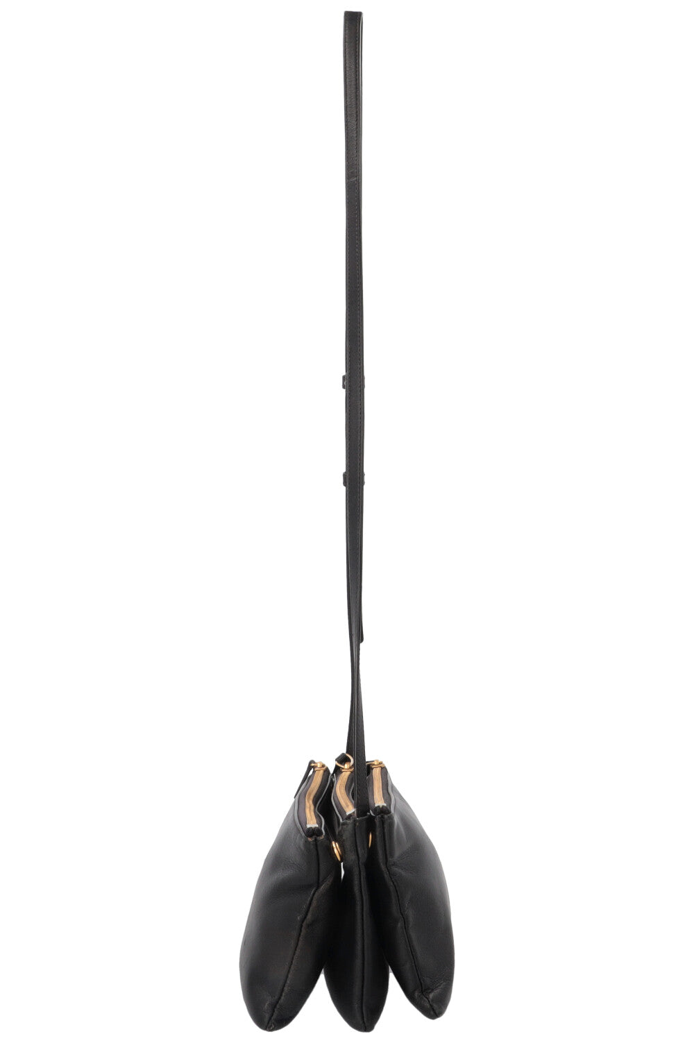 Petit sac Trio CÉLINE par Phoebe Philo en cuir d'agneau noir