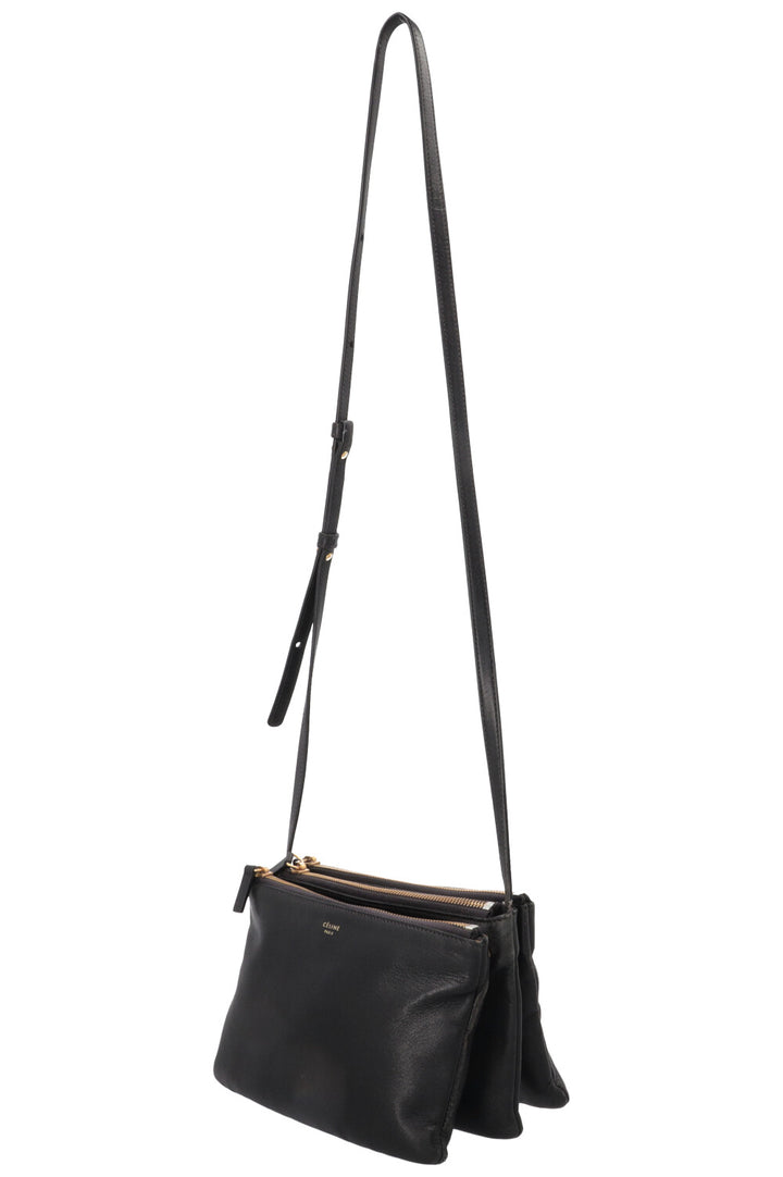 Petit sac Trio CÉLINE par Phoebe Philo en cuir d'agneau noir