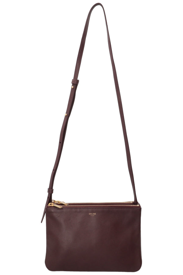 CELINE Trio Crossbody Bag Leather Bordeaux