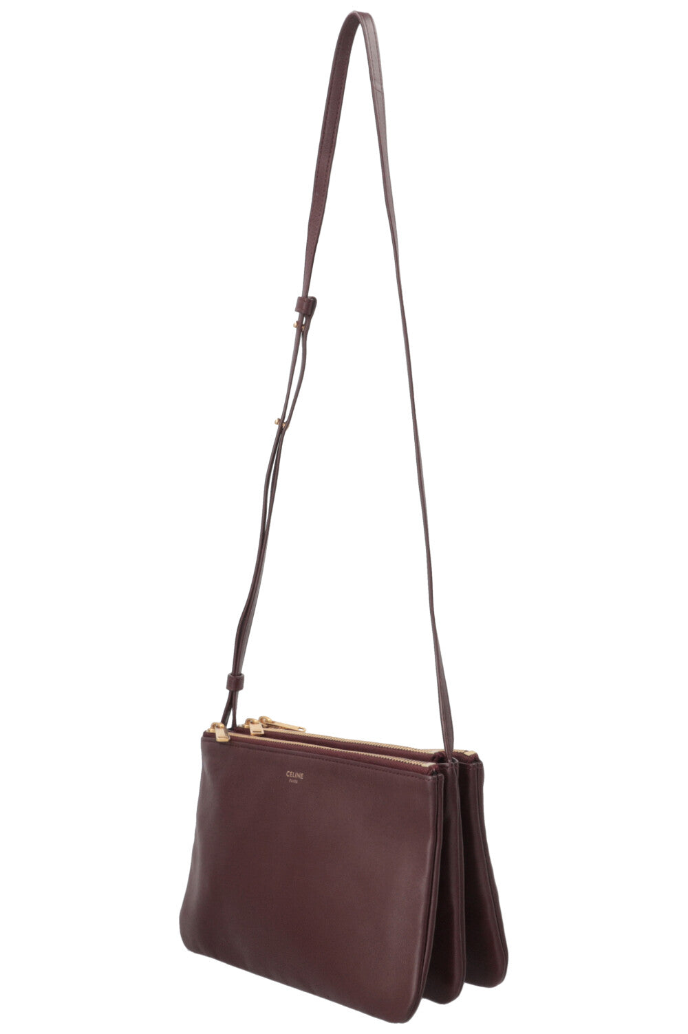 CELINE Trio Crossbody Bag Leather Bordeaux