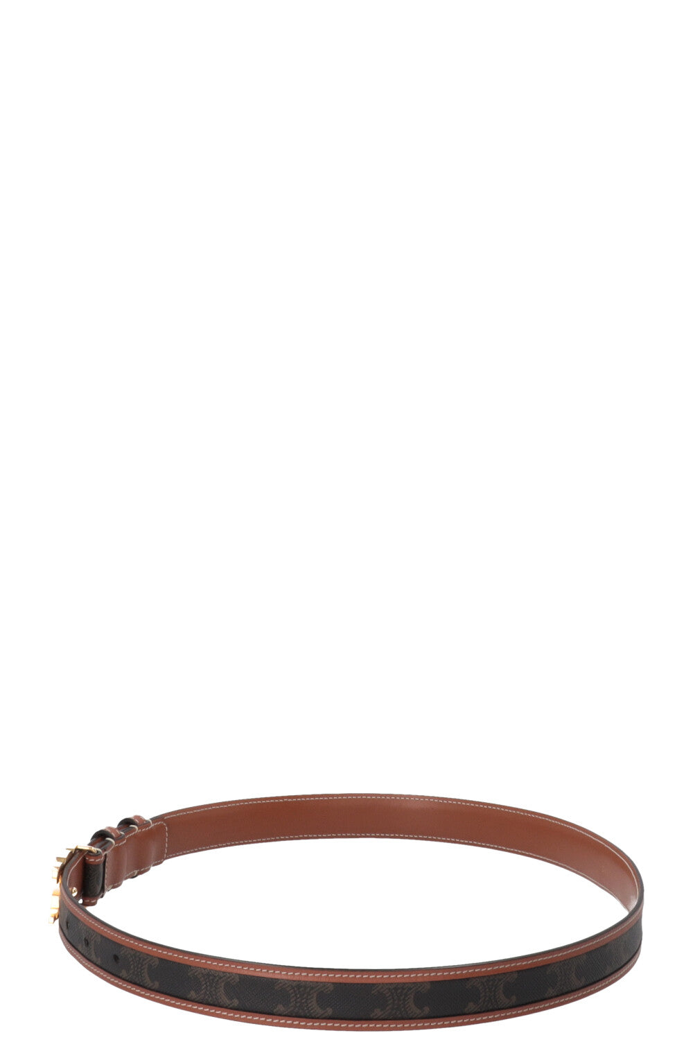 CELINE Ceinture Triomphe Toile Cuir Tan