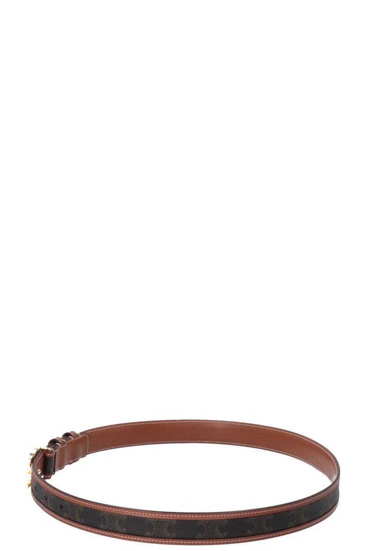 CELINE Ceinture Triomphe Toile Cuir Tan