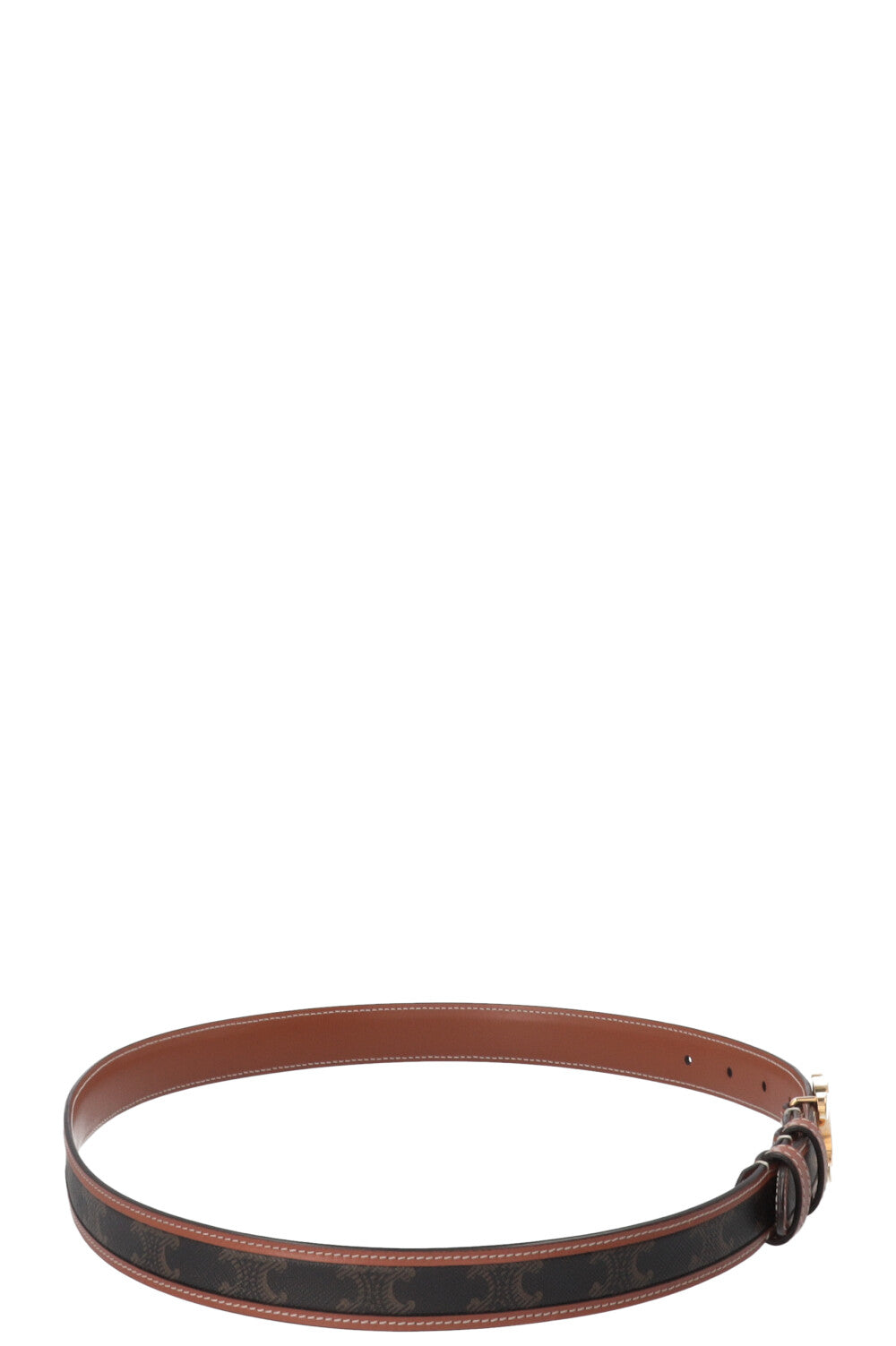 CELINE Ceinture Triomphe Toile Cuir Tan