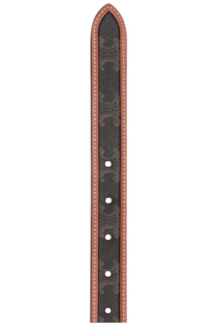 CELINE Ceinture Triomphe Toile Cuir Tan