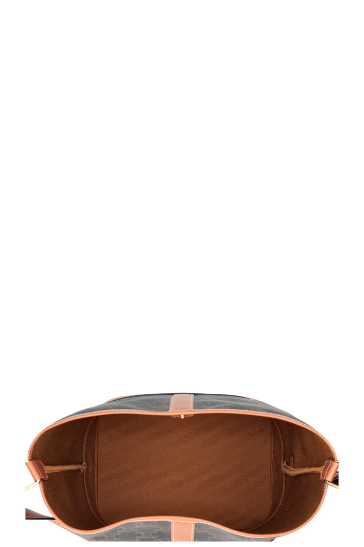 Sac seau CELINE Triomphe en toile marron