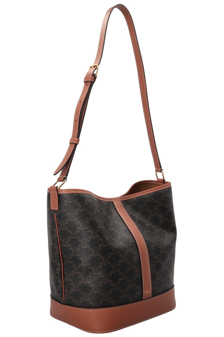 Sac seau CELINE Triomphe en toile marron