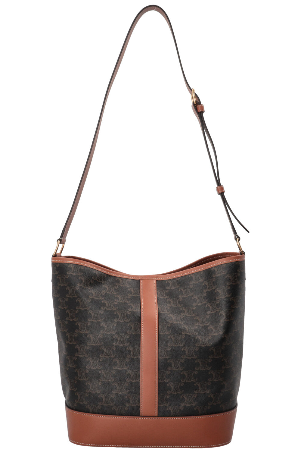 Sac seau CELINE Triomphe en toile marron