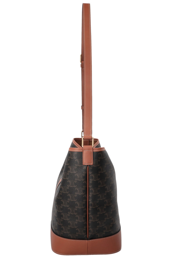 Sac seau CELINE Triomphe en toile marron