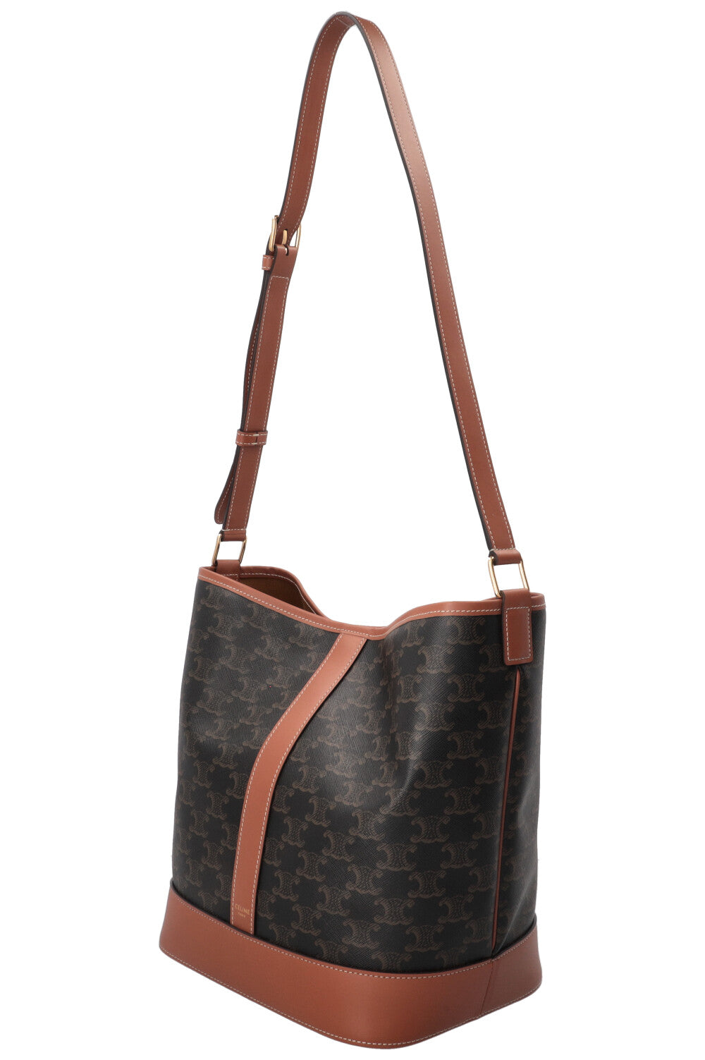 Sac seau CELINE Triomphe en toile marron