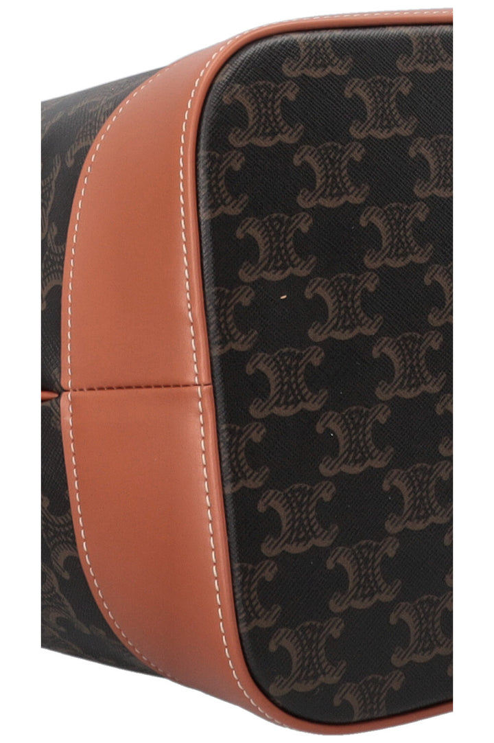 Sac seau CELINE Triomphe en toile marron