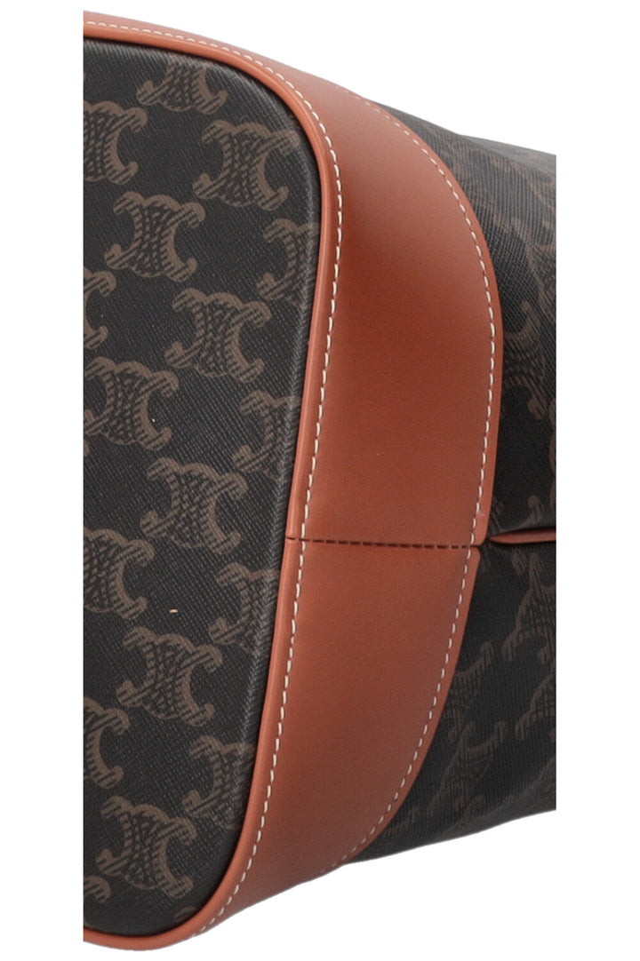 Sac seau CELINE Triomphe en toile marron
