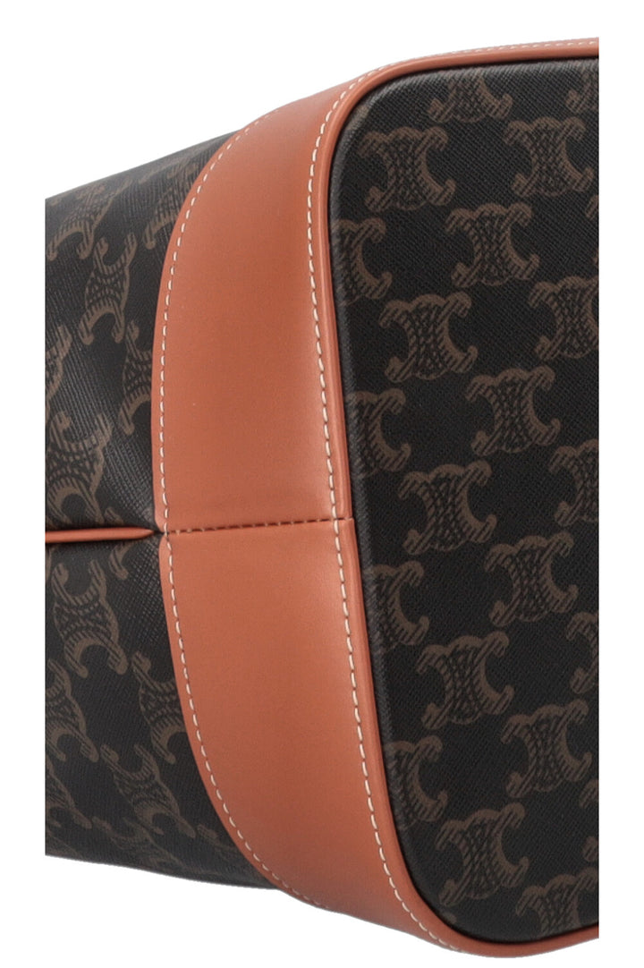 Sac seau CELINE Triomphe en toile marron