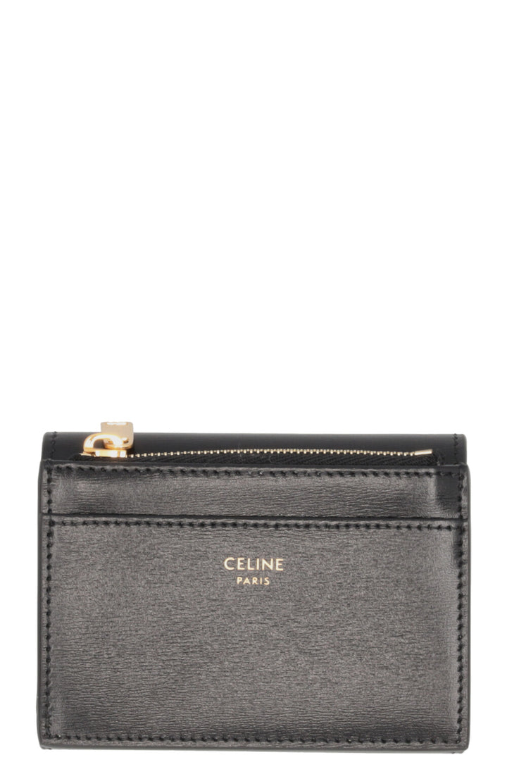 CELINE Triomphe Compact Wallet Leather Black