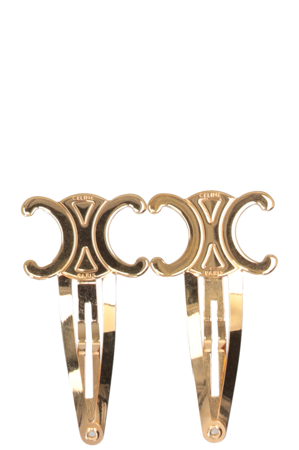 CELINE Triomphe Hair Clips Gold