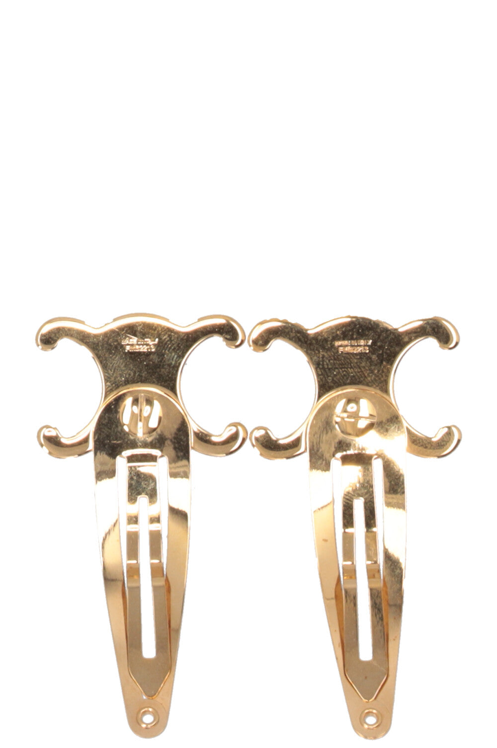 CELINE Triomphe Hair Clips Gold