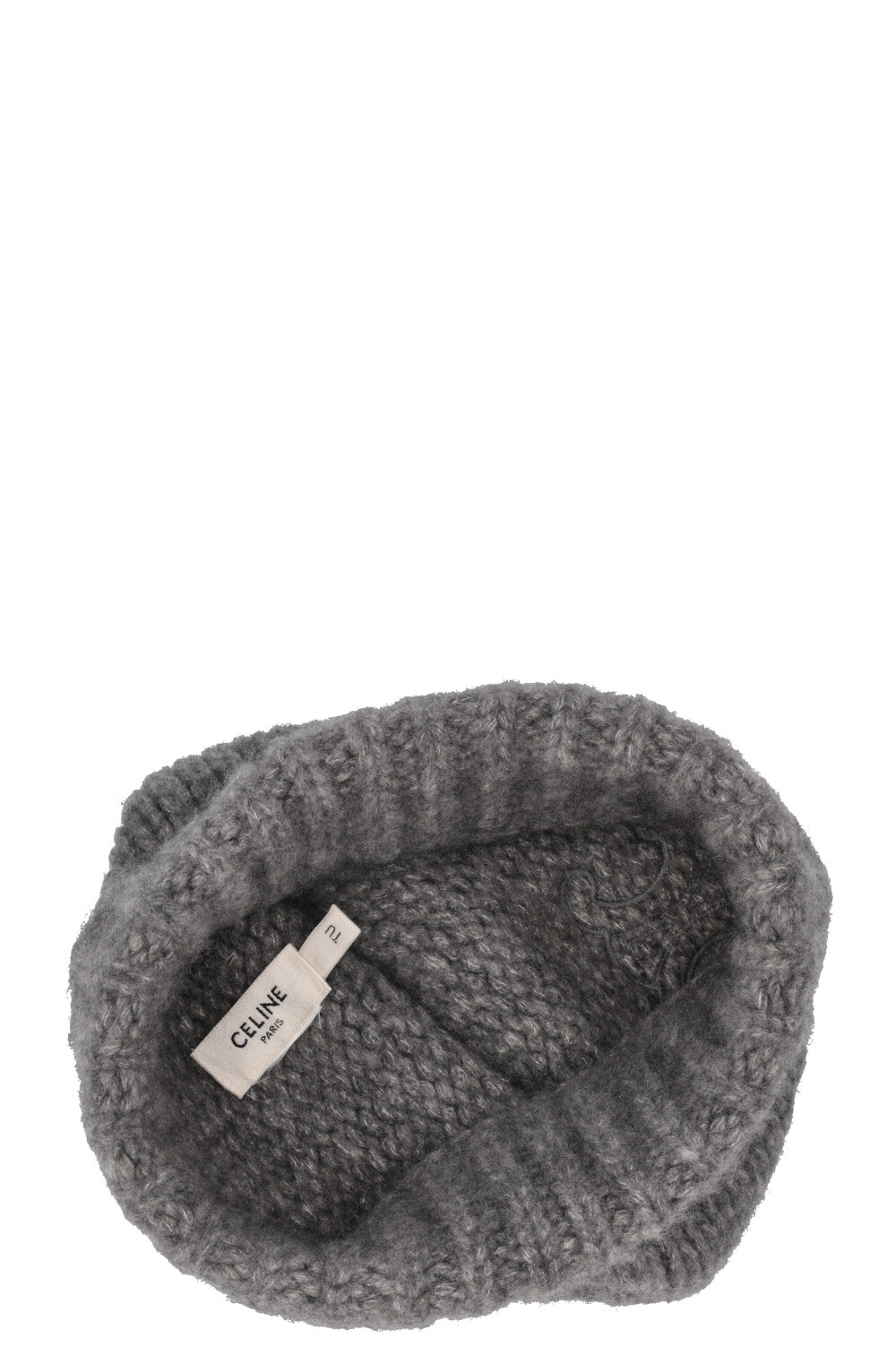 CELINE Triomphe Knit Beanie Hat Cashmere Grey