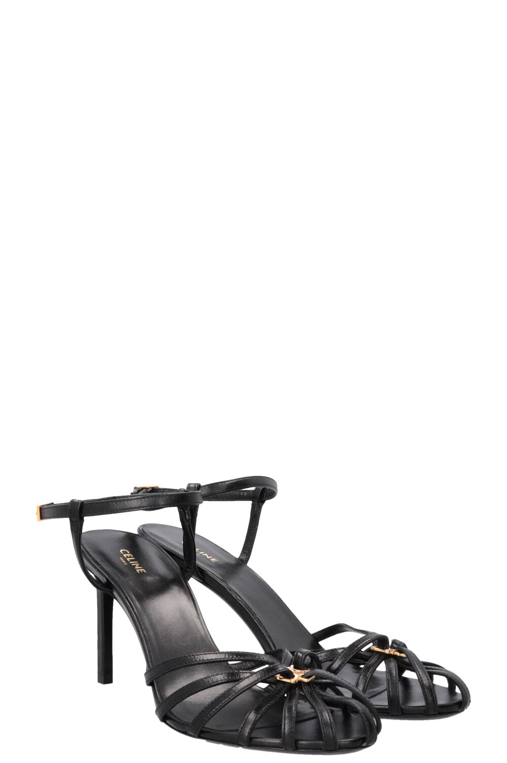 CELINE Triomphe Sandals Leather Black
