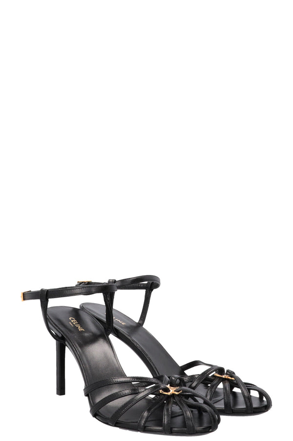 CELINE Sandales Triomphe Cuir Noir