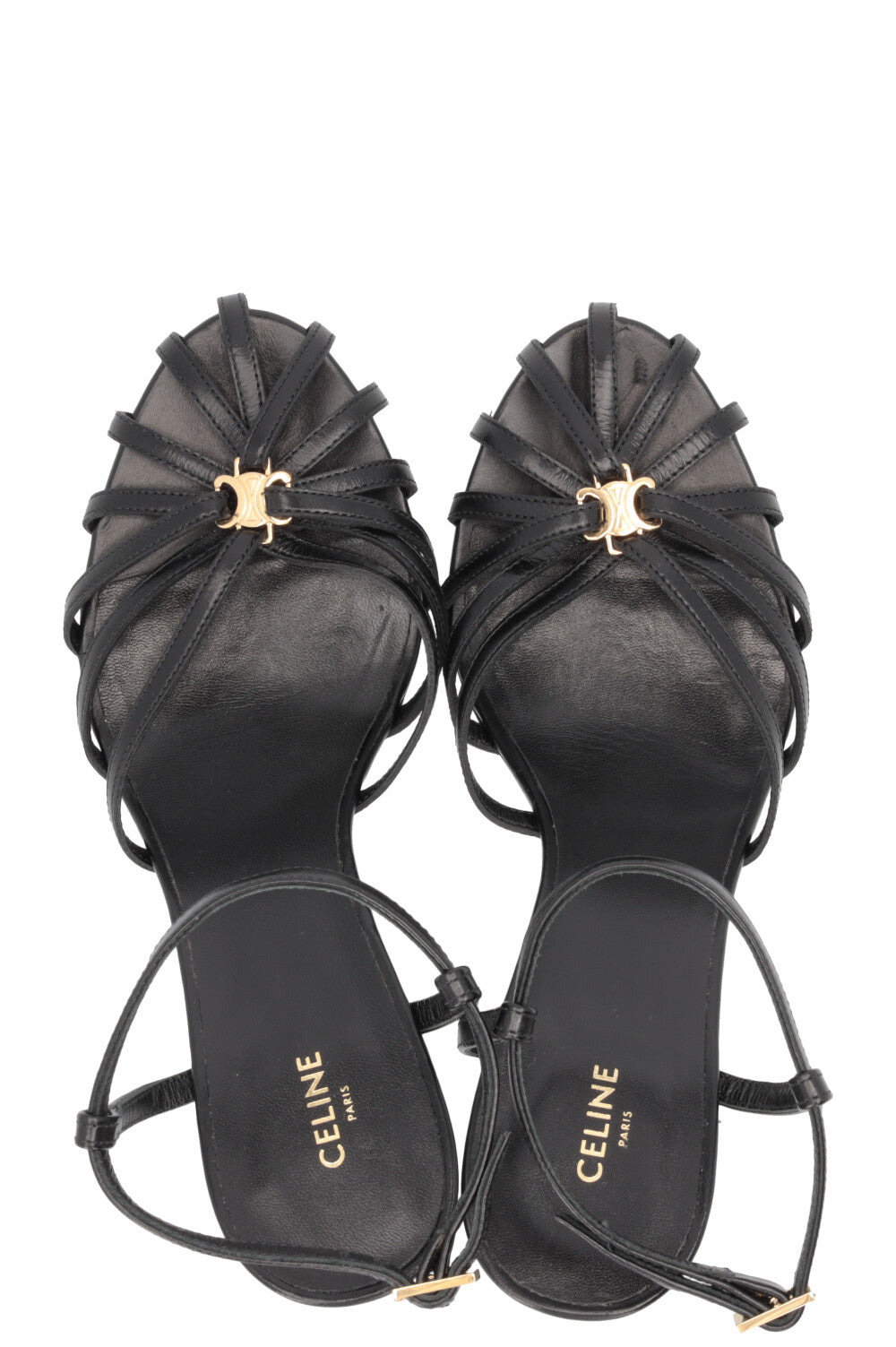 CELINE Triomphe Sandals Leather Black