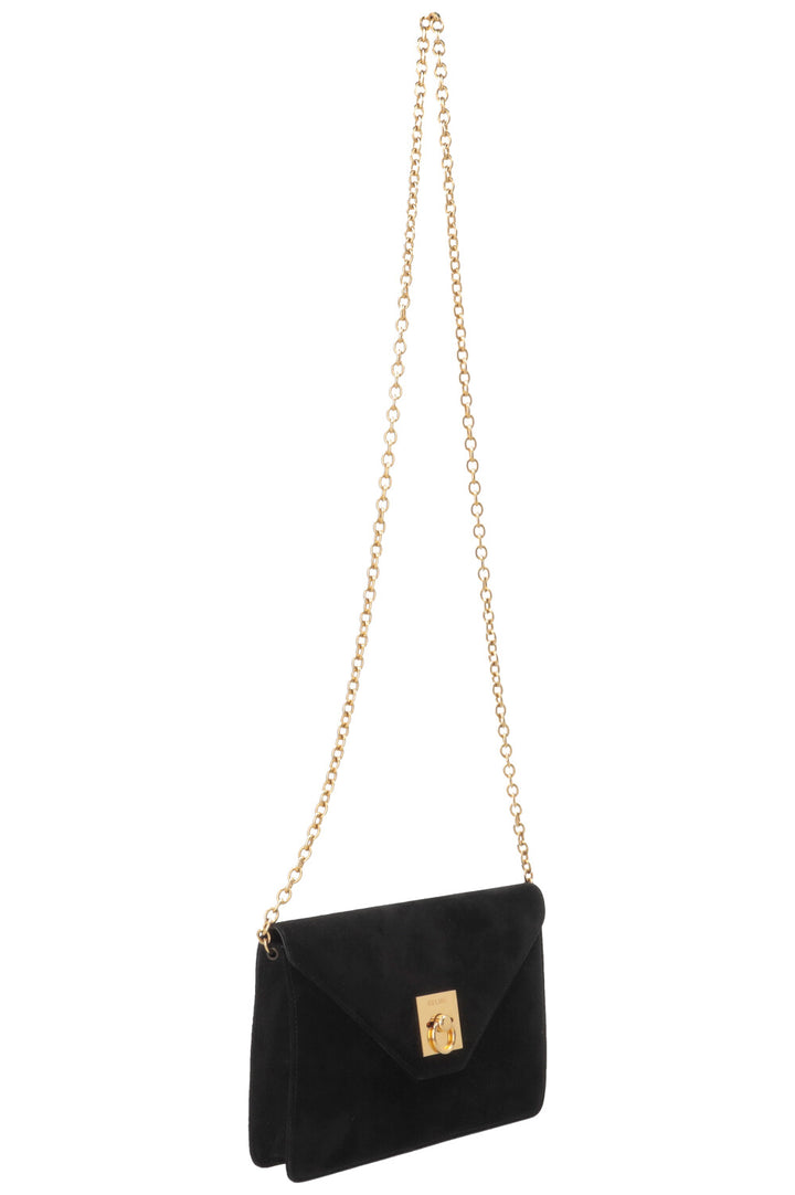 CELINE Vintage C Clutch Suede Black
