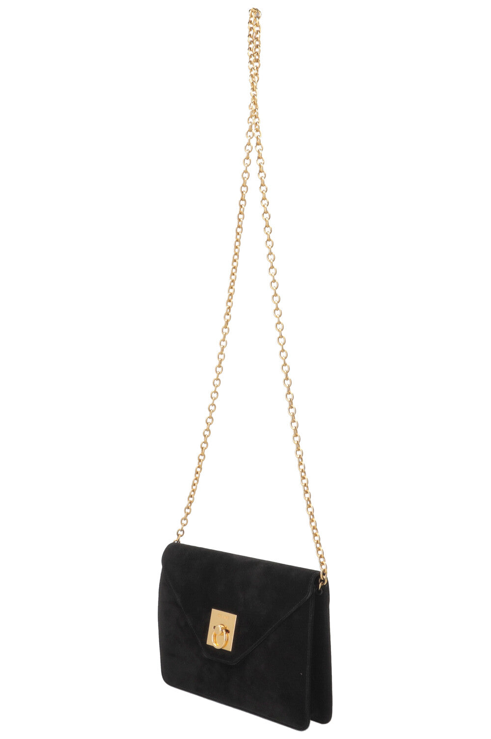 CELINE Vintage C Clutch Suede Black