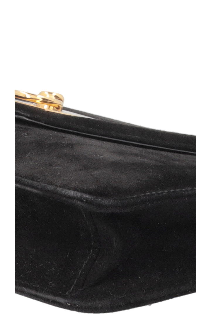CELINE Vintage C Clutch Suede Black