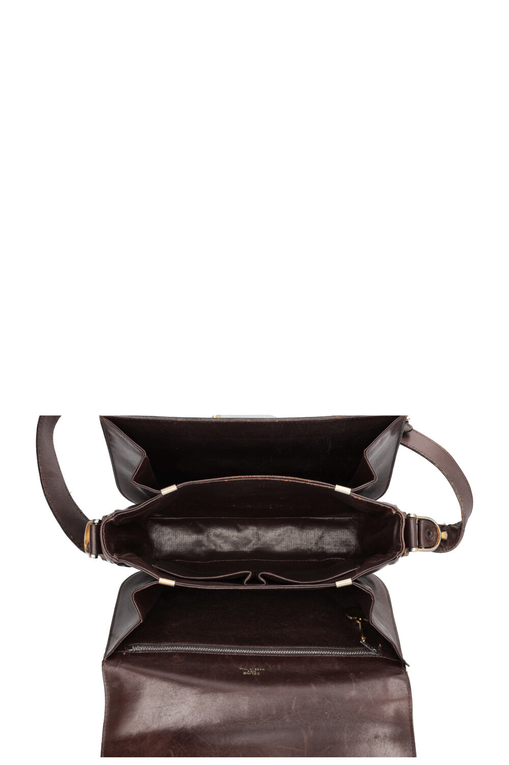 CELINE Sac bandoulière vintage en cuir box noir "Horse Carriage"