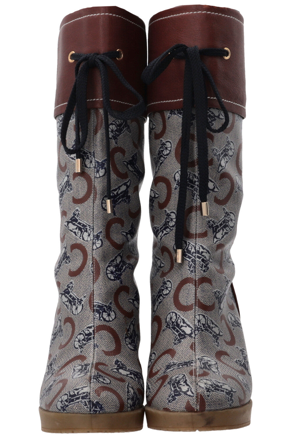CELINE Vintage Logo PVC Boots Brown