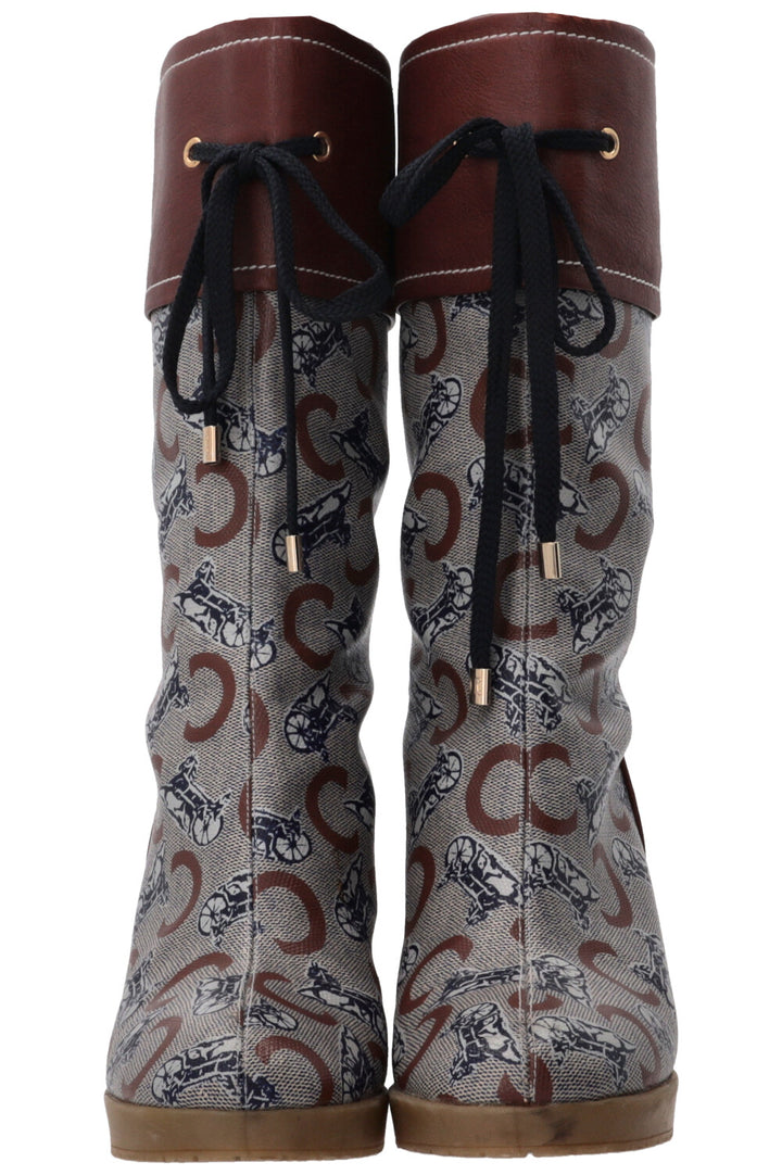 CELINE Vintage Logo PVC Boots Brown