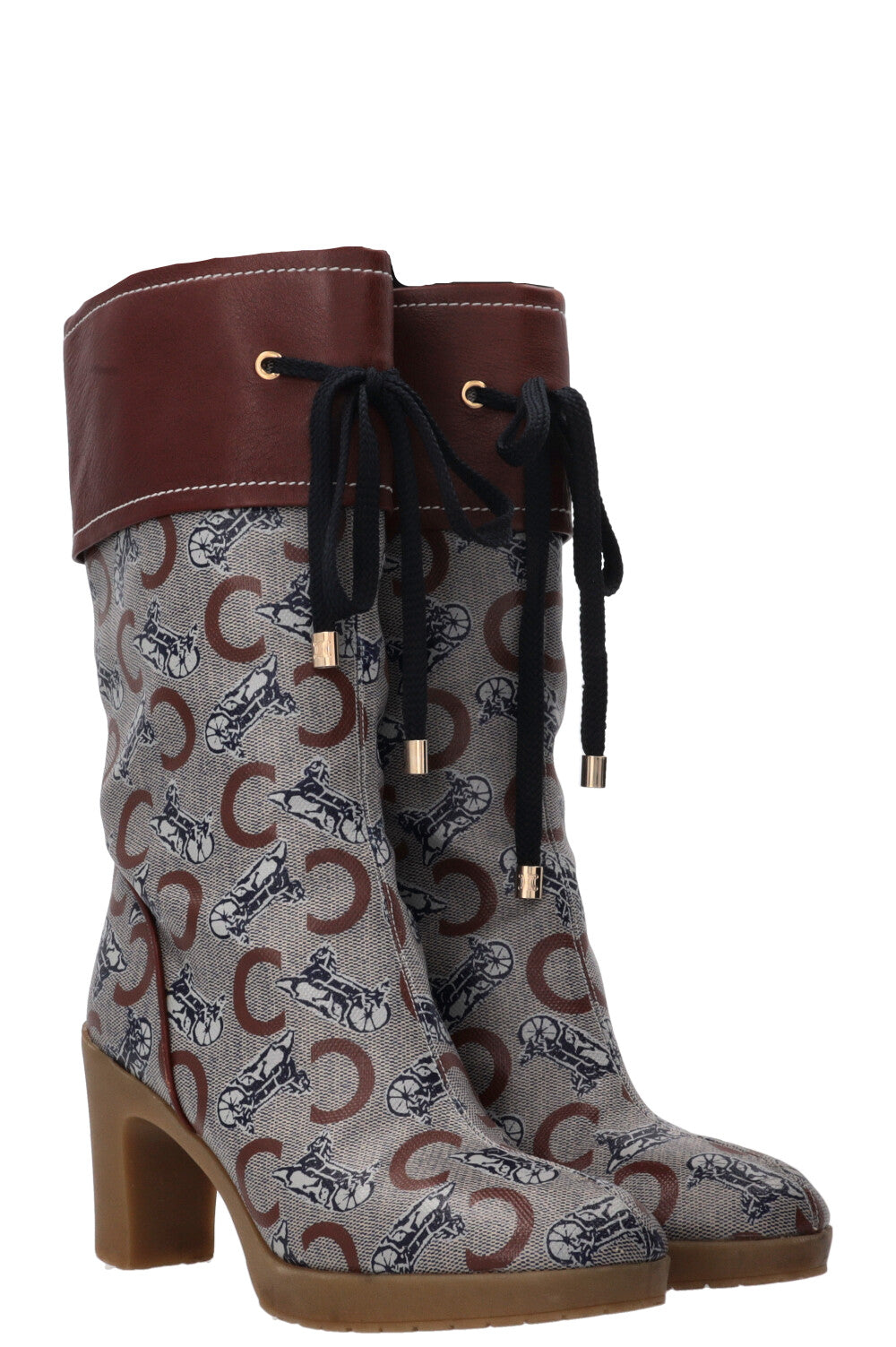 CELINE Vintage Logo PVC Boots Brown
