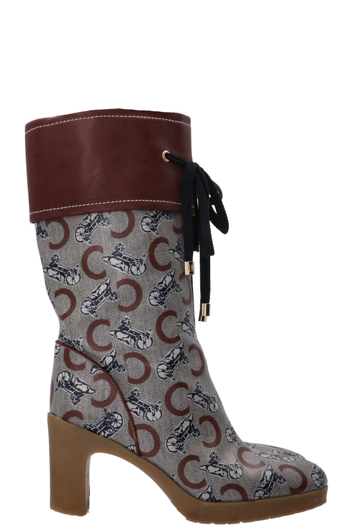 CELINE Vintage Logo PVC Boots Brown