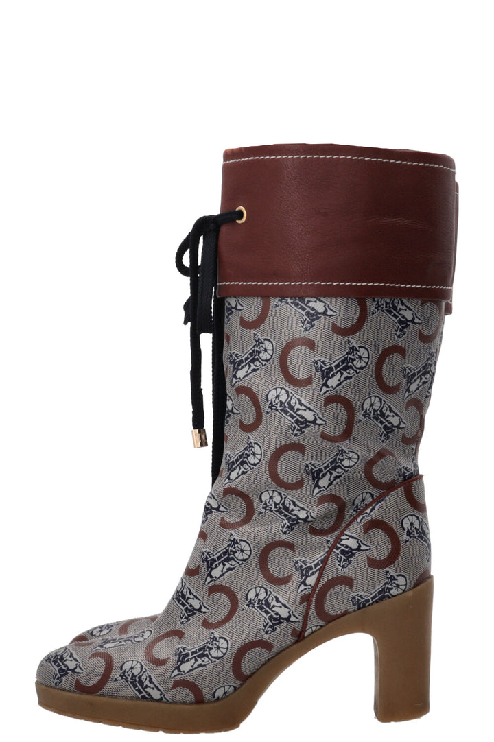CELINE Vintage Logo PVC Boots Brown