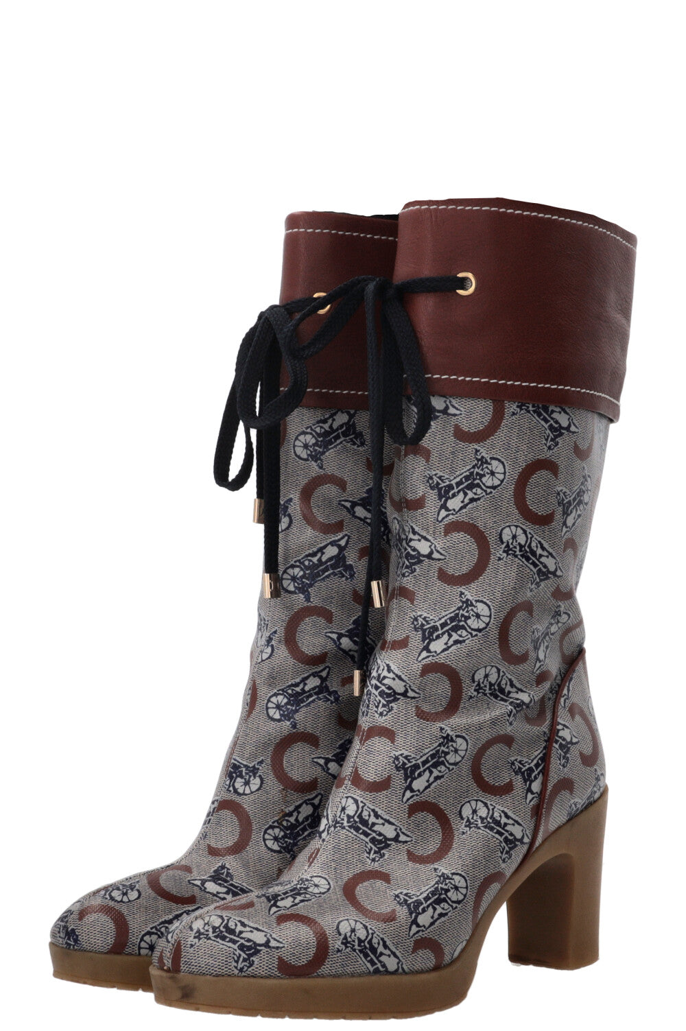 CELINE Vintage Logo PVC Boots Brown