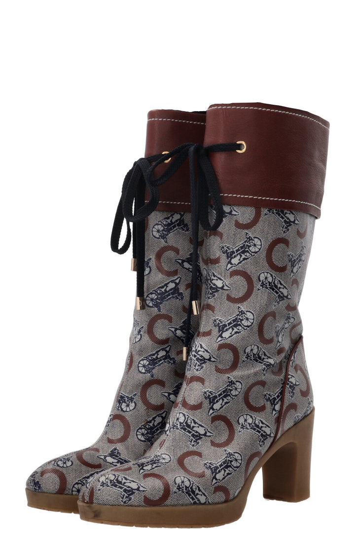 CELINE Vintage Logo PVC Boots Brown