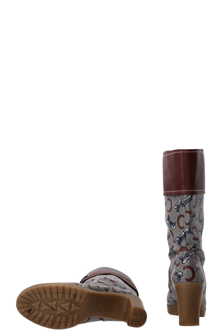 CELINE Vintage Logo PVC Boots Brown