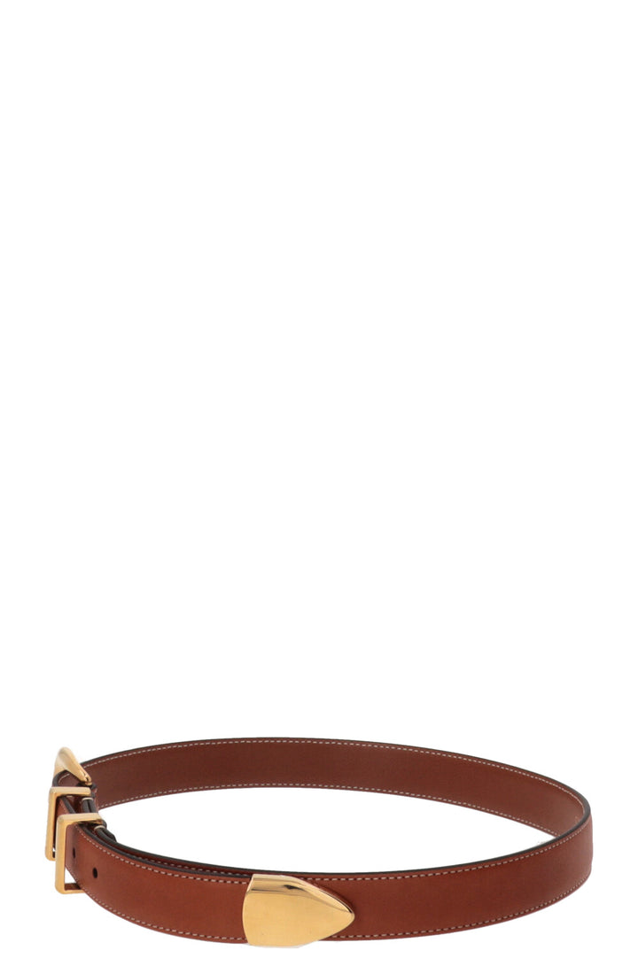 CELINE Western 18mm Belt Leather Brown