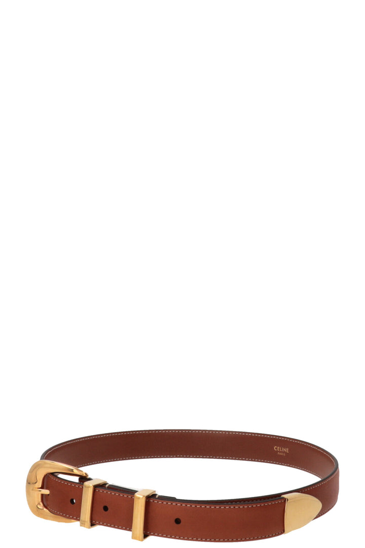 CELINE Western 18mm Belt Leather Brown