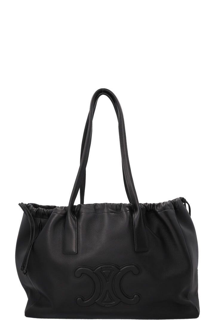 CELINE Drawstring Cabas Triomphe Bag Medium Black