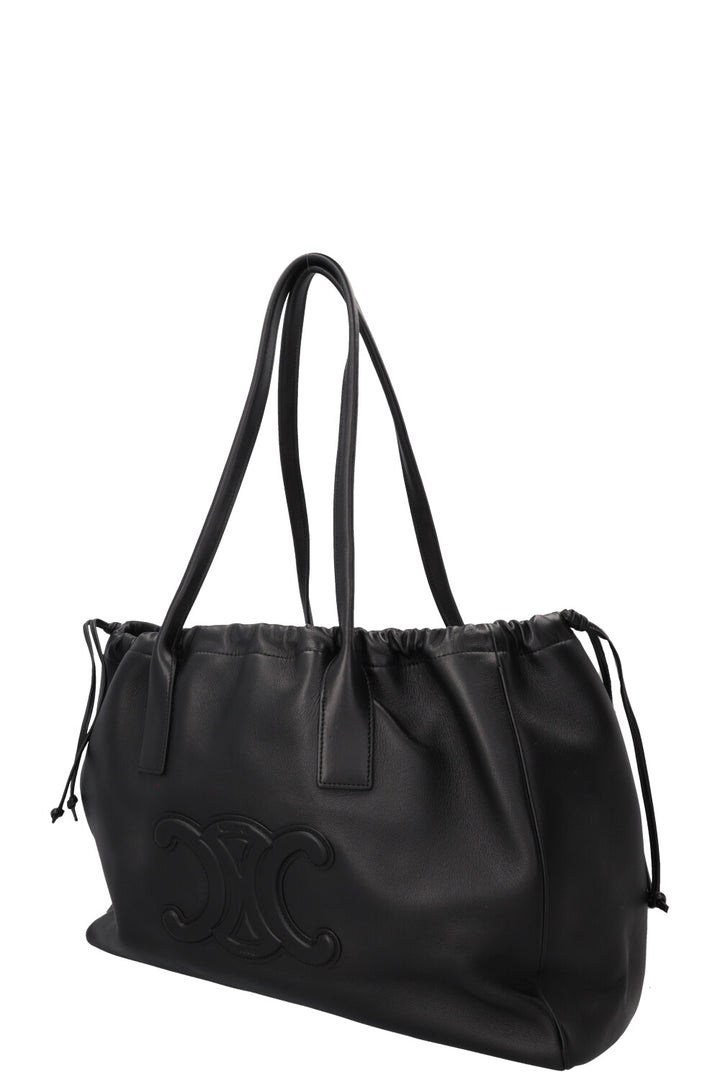 CELINE Drawstring Cabas Triomphe Bag Medium Black