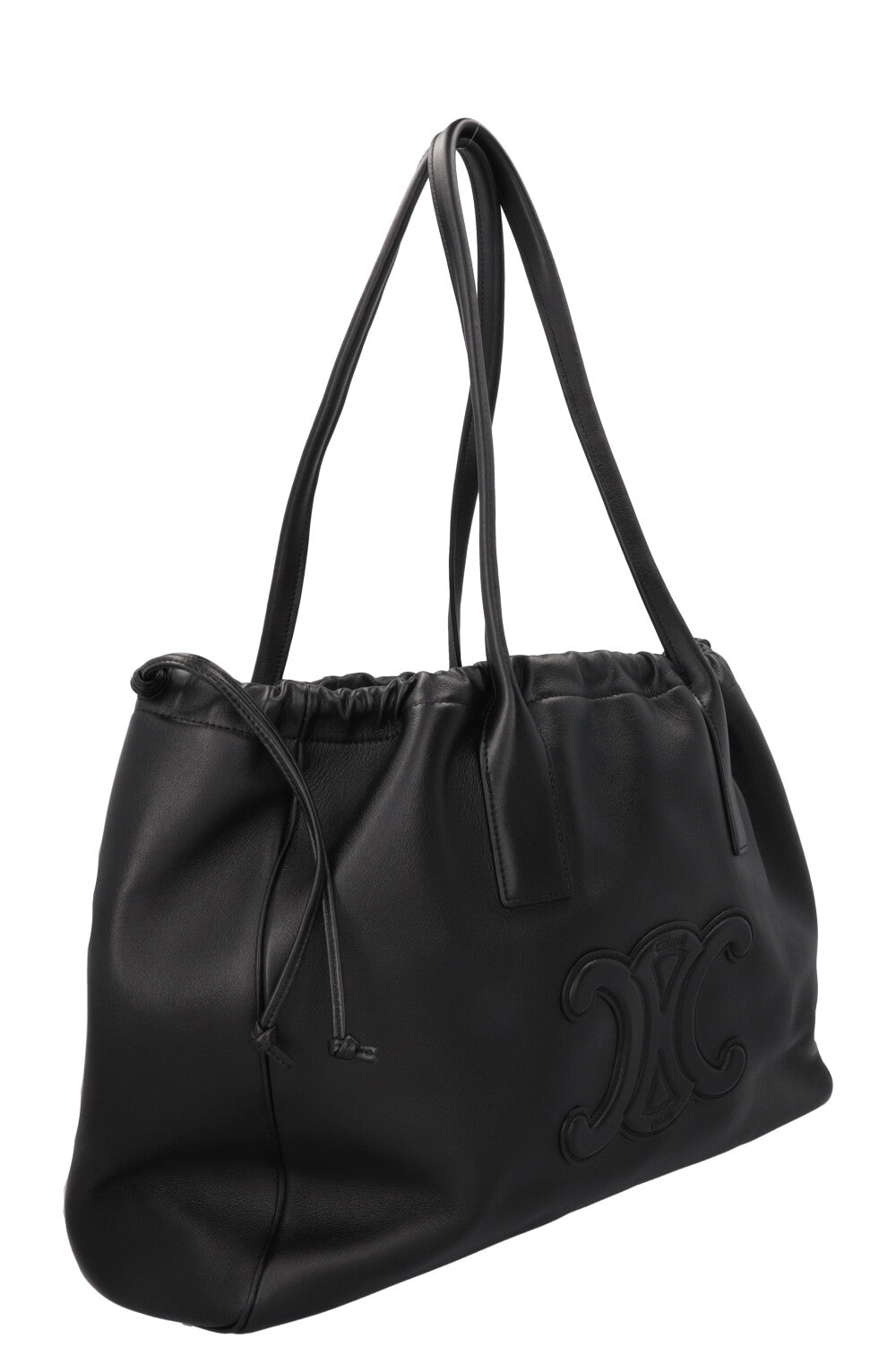 CELINE Drawstring Cabas Triomphe Bag Medium Black