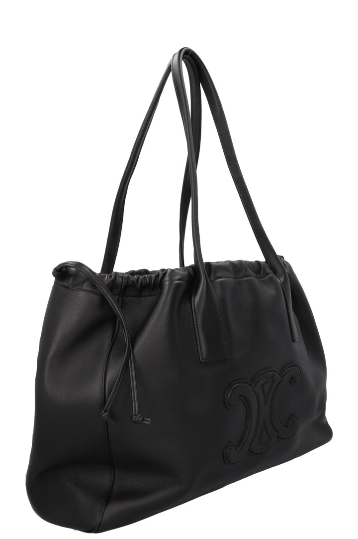 CELINE Drawstring Cabas Triomphe Bag Medium Black