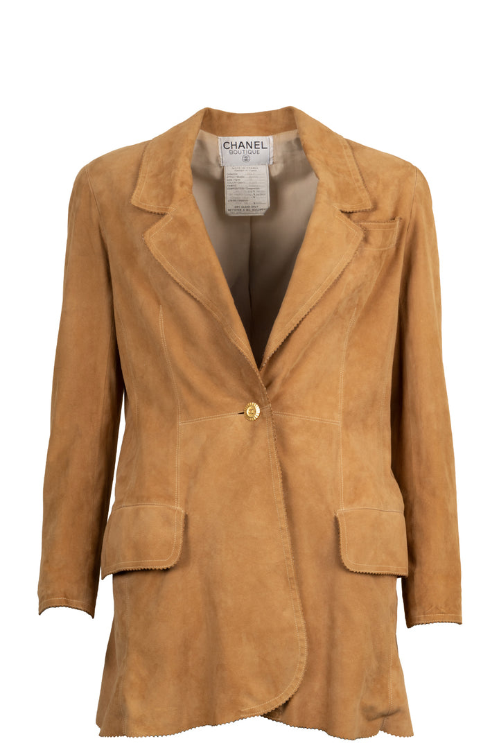 CHANEL 1993 Leather Jacket Suede Brown