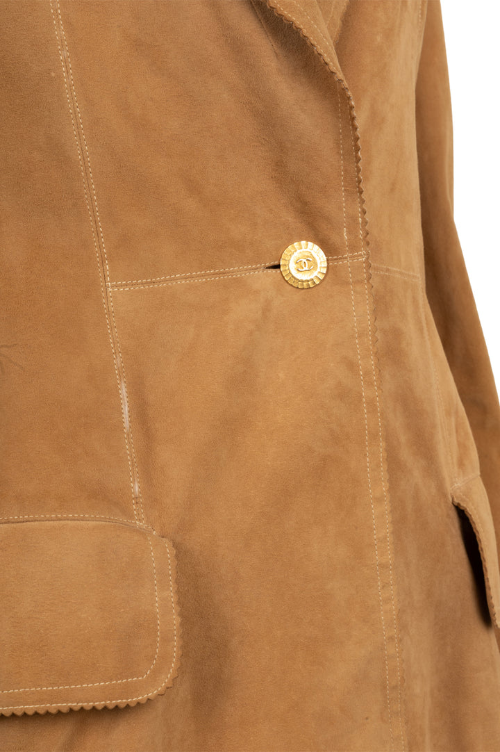 CHANEL 1993 Leather Jacket Suede Brown