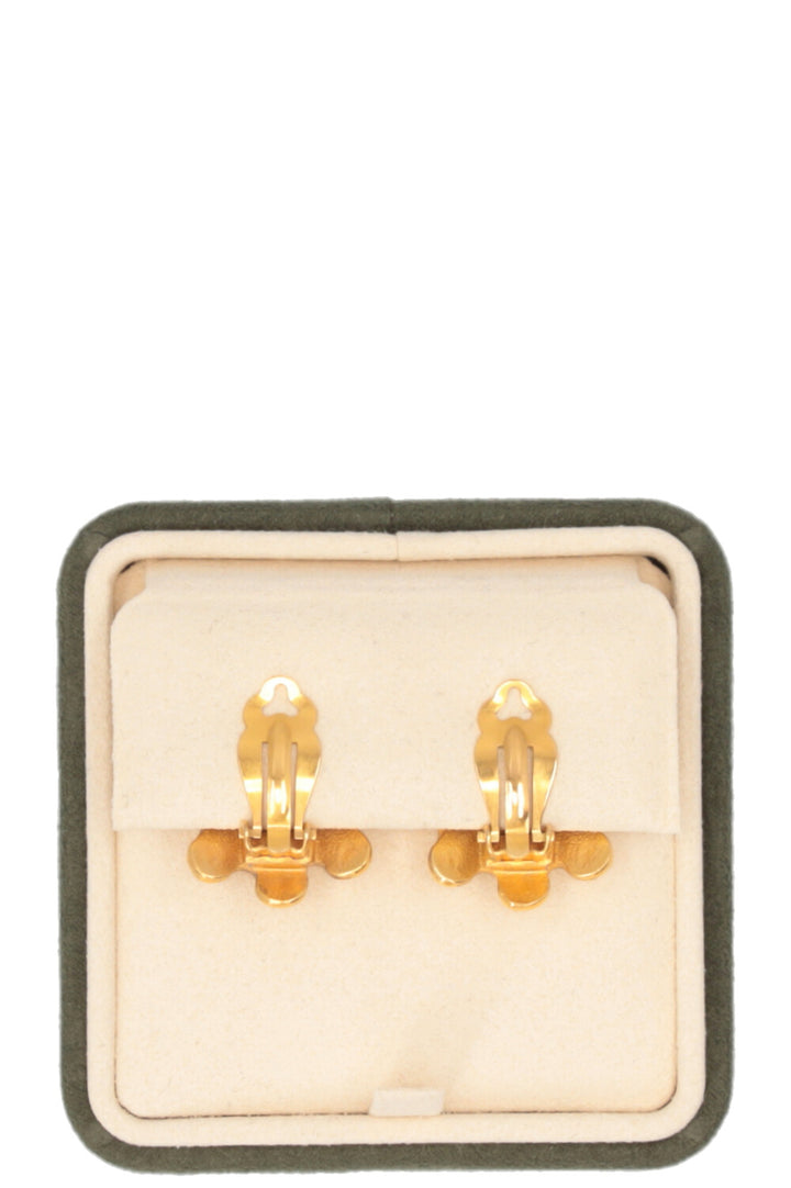 CHANEL 1994 CC Floral Ear Clips Gold