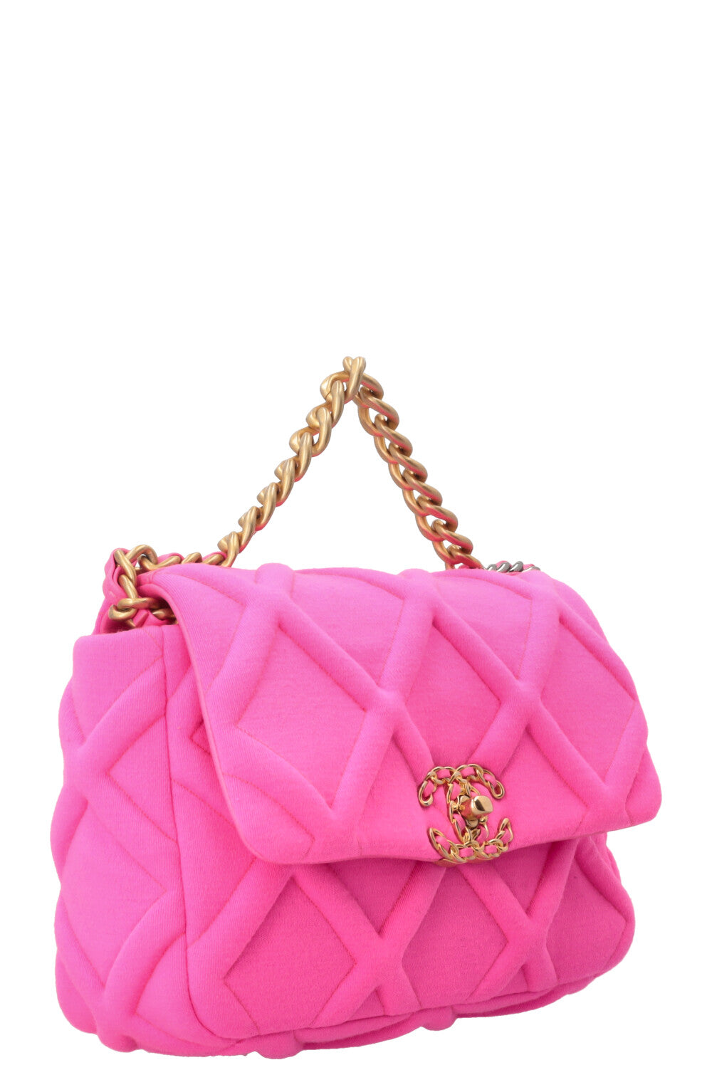 CHANEL 19 Small Crossbody Bag Canvas Neon Pink