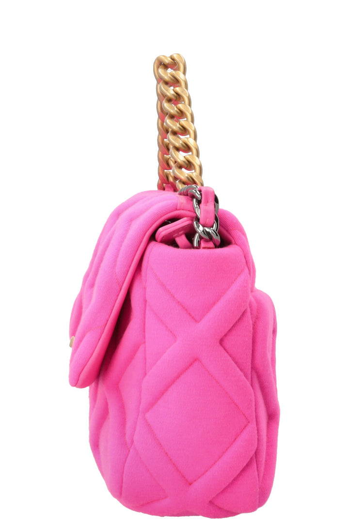 CHANEL 19 Small Crossbody Bag Canvas Neon Pink