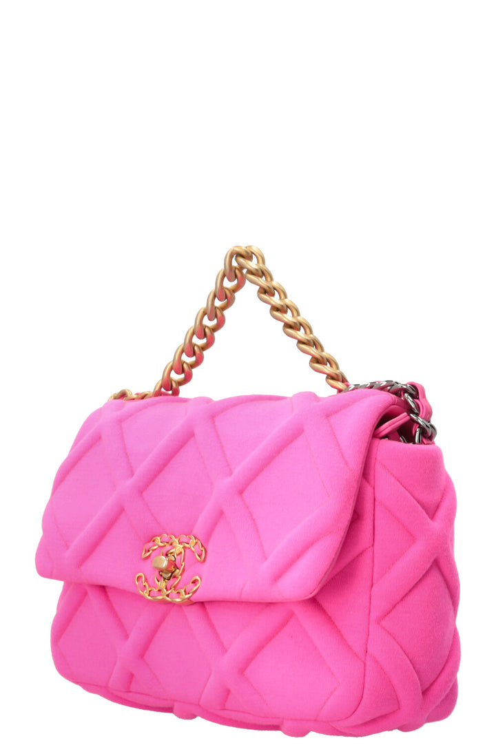 CHANEL 19 Small Crossbody Bag Canvas Neon Pink